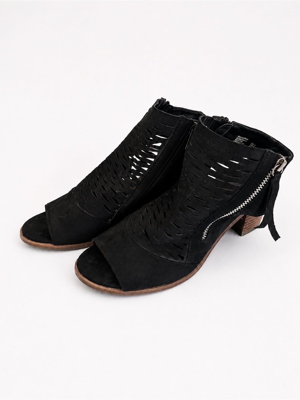 American Eagle Payless Black Women's Peep Toe Ankle Heel Sandals